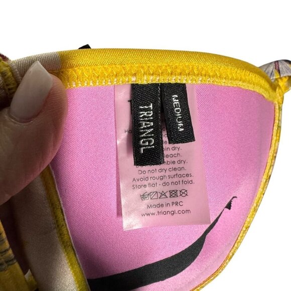 Triangl yellow floral scuba Neoprene Bikini top is medium bottom is XL - Picture 11 of 13